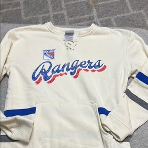 NHL Rangers Women's Cream and Blue Sweater